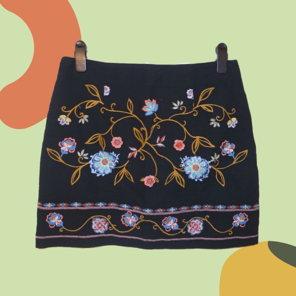Floral Embroidered Skirt